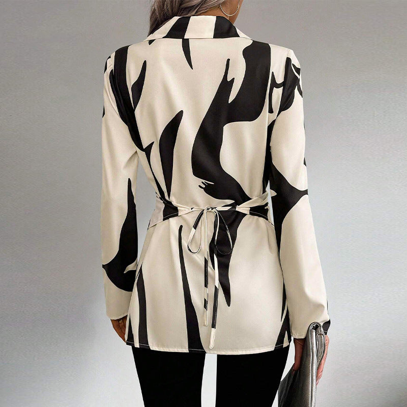 Contrast Color Cross-Tied Long-Sleeve Shirt | Ideal for Spring & Fall