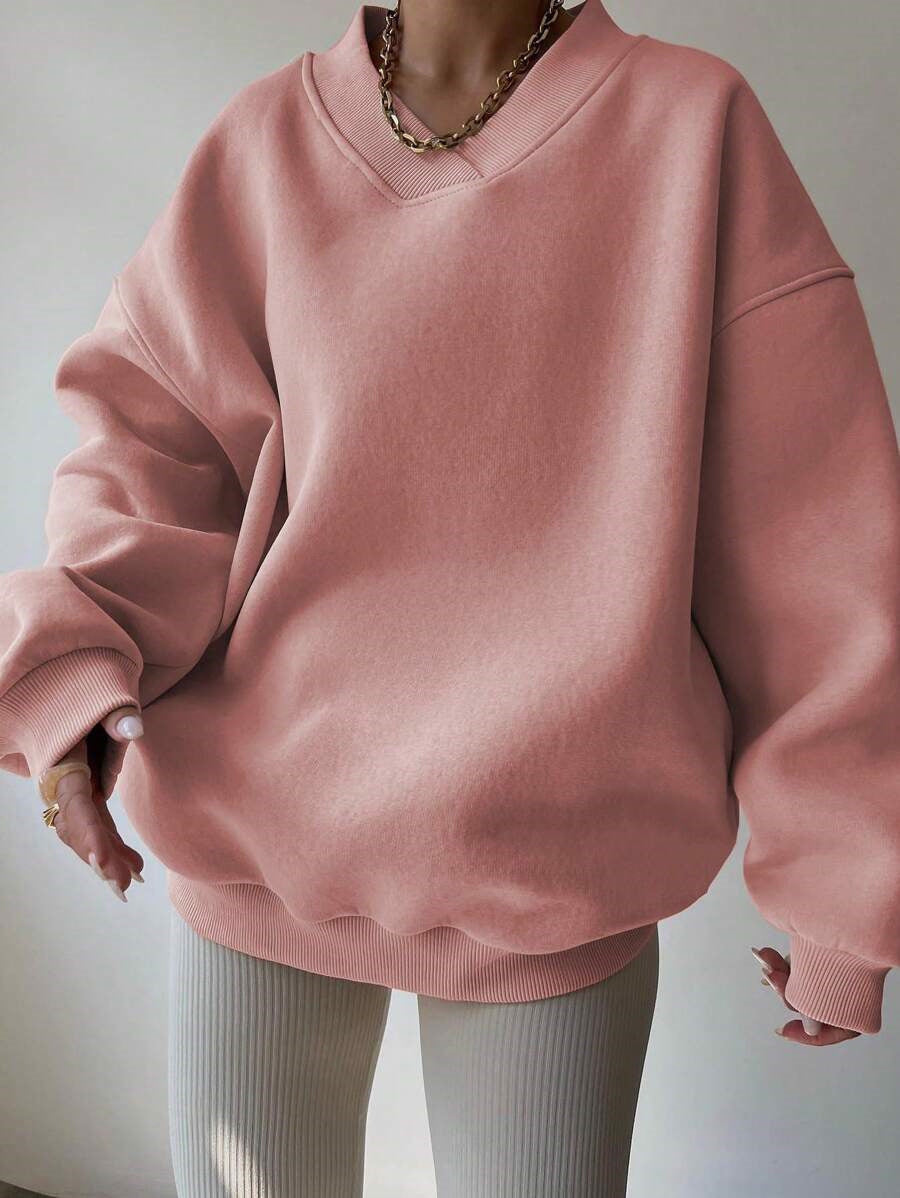 Solid Color Long Sleeve Crew Neck Sweater | Ideal for Autumn and Winter