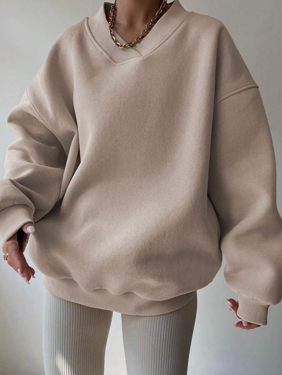 Solid Color Long Sleeve Crew Neck Sweater | Ideal for Autumn and Winter
