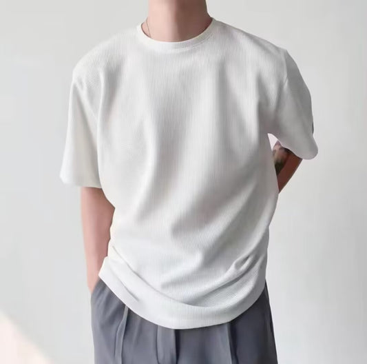 Waffle Knit Half Sleeve Pullover Ideal for Summer